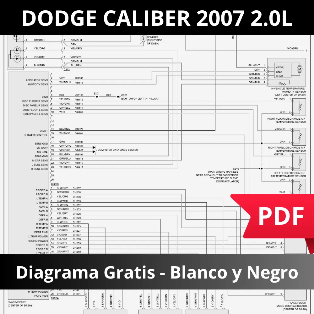 Diagrama eléctrico Dodge Caliber 2007 2.0L gratis en PDF