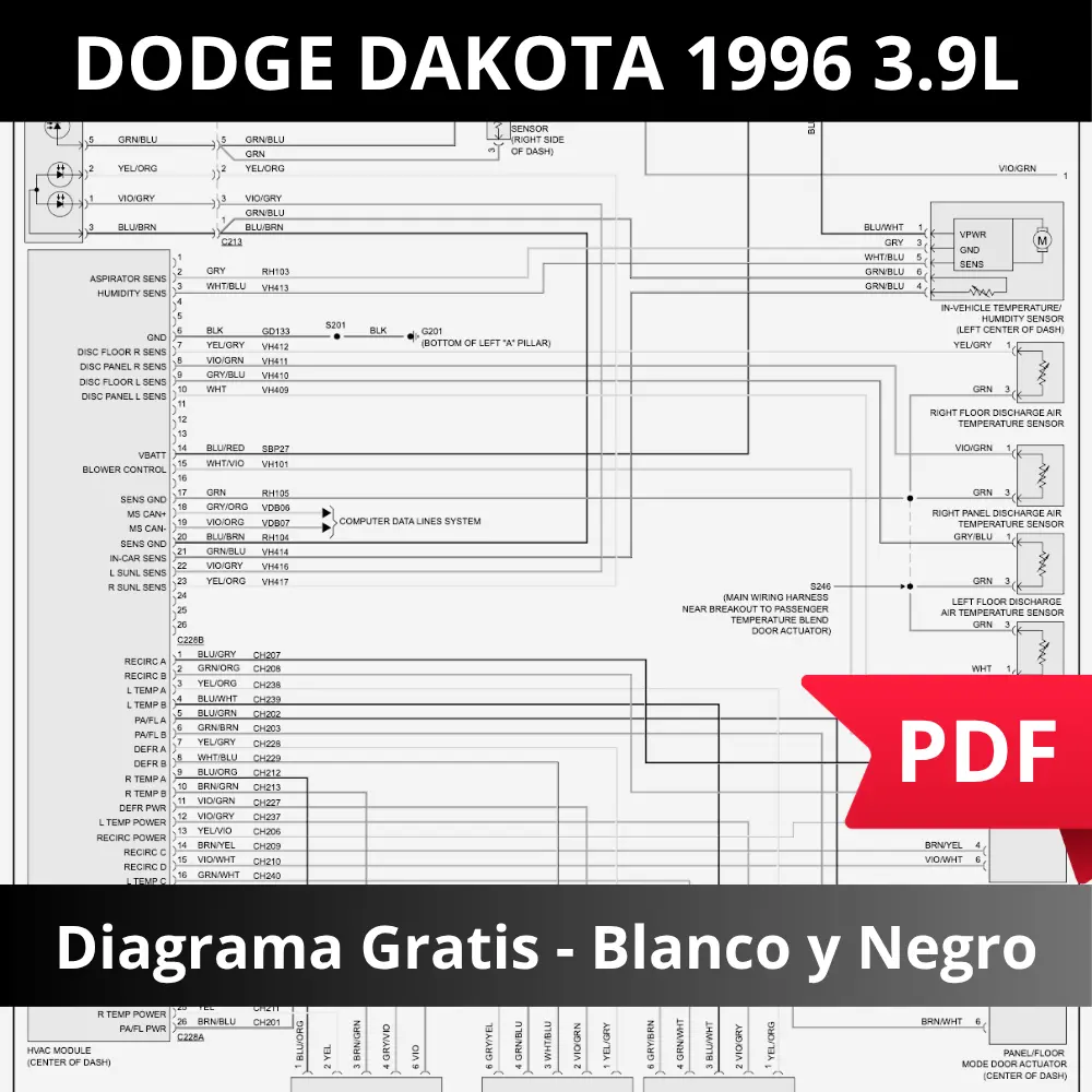 Diagrama eléctrico Dodge Dakota 1996 3.9L gratis en PDF